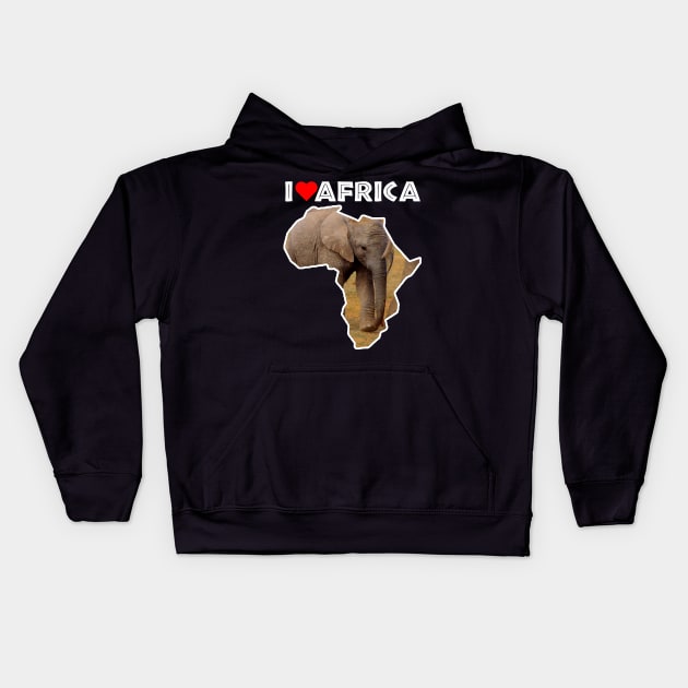 I Love Africa Elephant Calf Kids Hoodie by PathblazerStudios